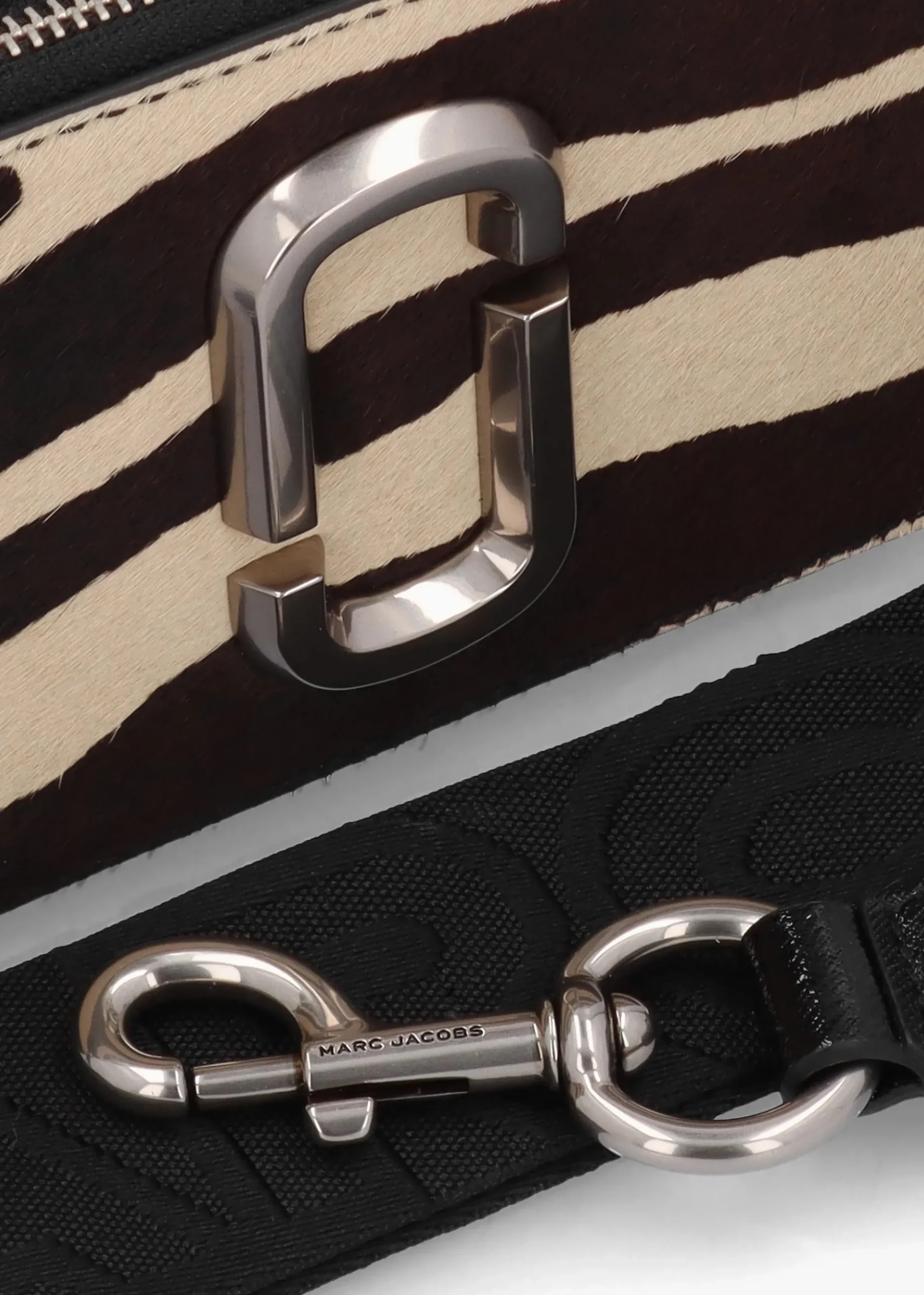 The Zebra Calf Hair Snapshot Black & White Leather Camera Bag