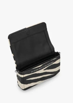 The Zebra Leather Chain Mini Black & White Cross-Body Bag