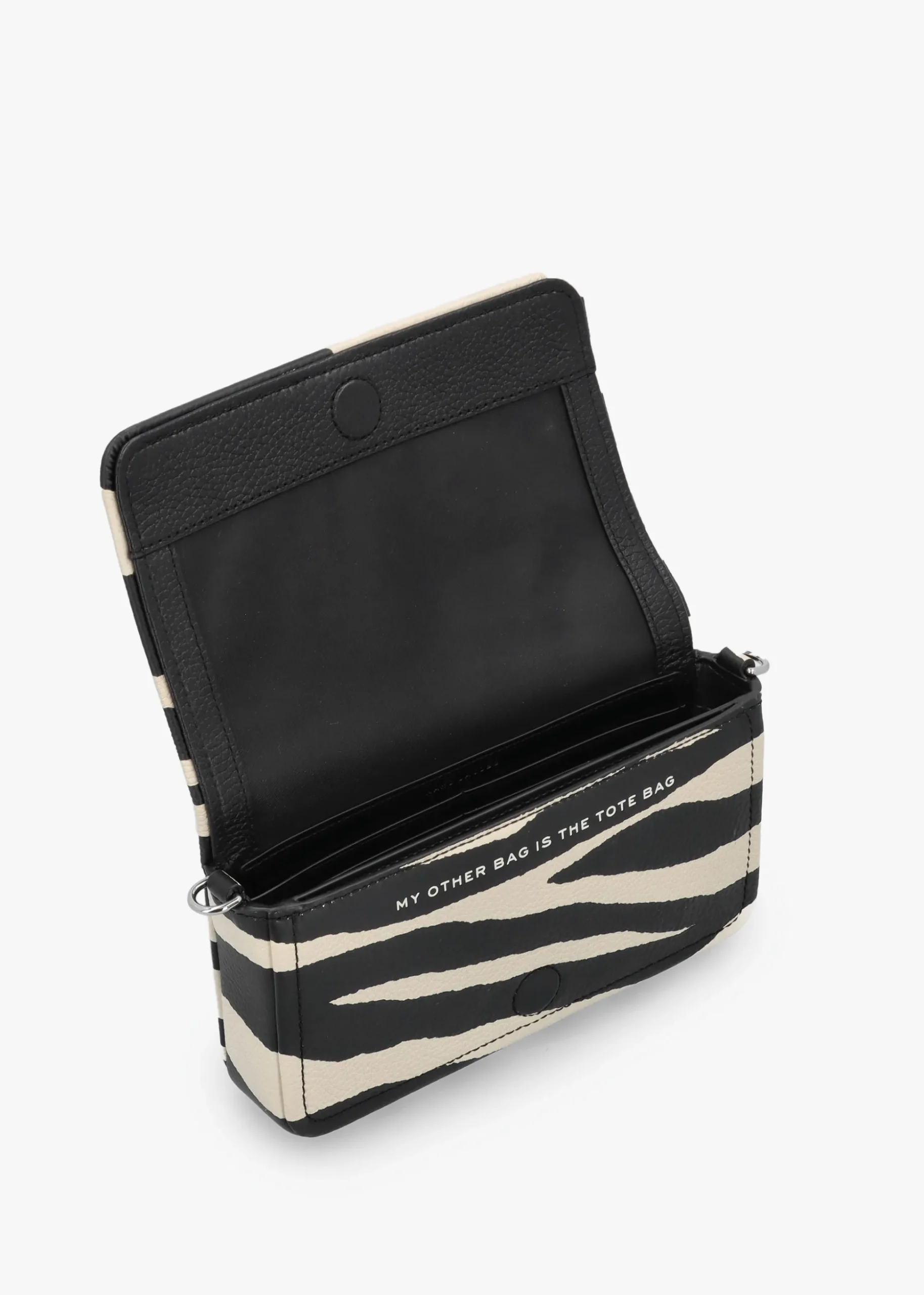 The Zebra Leather Chain Mini Black & White Cross-Body Bag