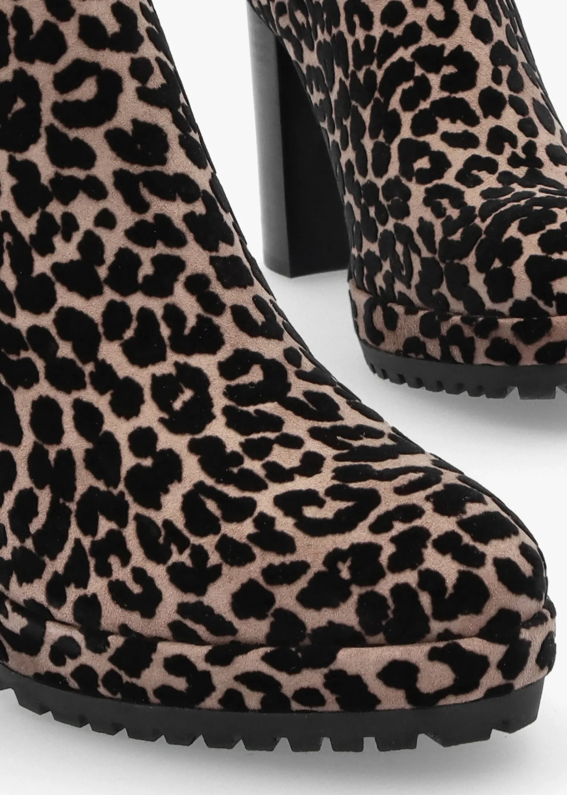 Thea Leopard Suede High Block Heel Platform Chelsea Boots