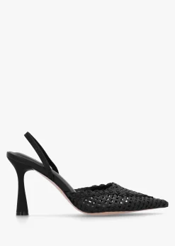 Tiffarlie Black Woven Sling Back Court Shoes