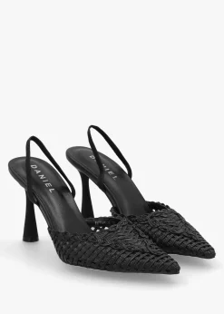 Tiffarlie Black Woven Sling Back Court Shoes