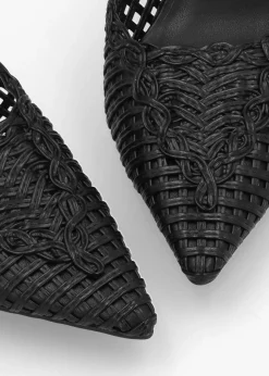 Tiffarlie Black Woven Sling Back Court Shoes