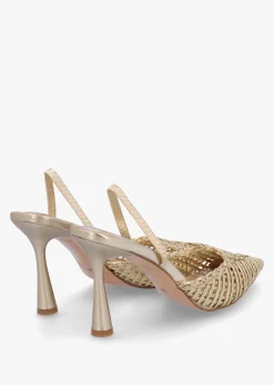 Tiffarlie Gold Woven Sling Back Court Shoes