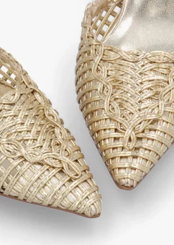 Tiffarlie Gold Woven Sling Back Court Shoes