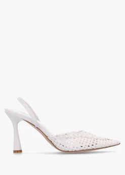 Tiffarlie White Woven Sling Back Court Shoes