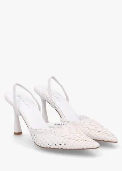 Tiffarlie White Woven Sling Back Court Shoes