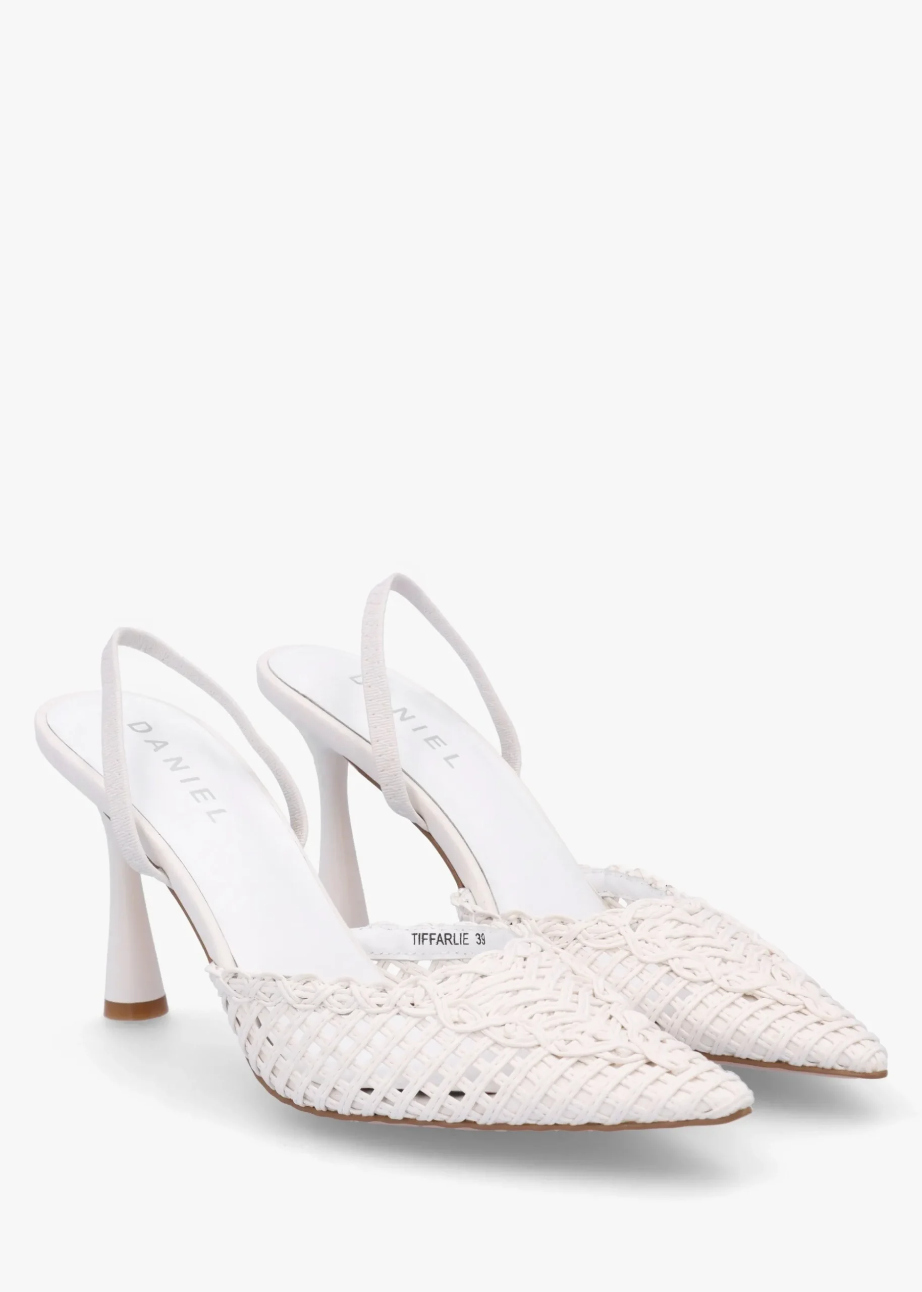 Tiffarlie White Woven Sling Back Court Shoes