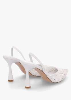 Tiffarlie White Woven Sling Back Court Shoes