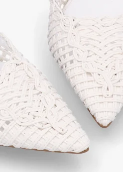 Tiffarlie White Woven Sling Back Court Shoes