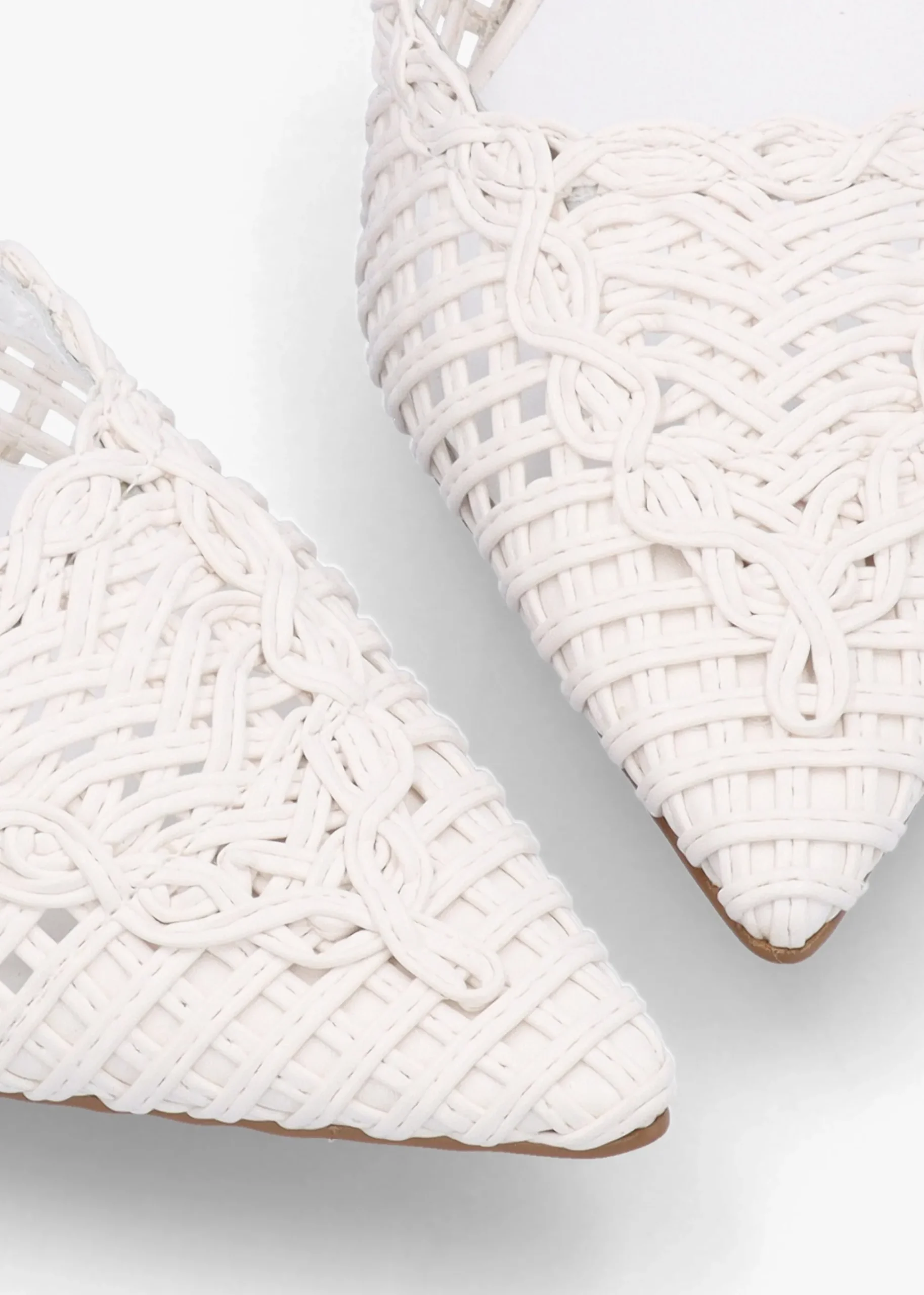 Tiffarlie White Woven Sling Back Court Shoes