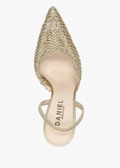 Tiffi Gold Leather Woven Sling Back Court Shoes