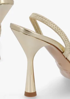 Tiffi Gold Leather Woven Sling Back Court Shoes