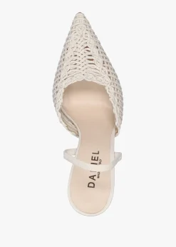 Tiffi White Leather Woven Sling Back Court Shoes