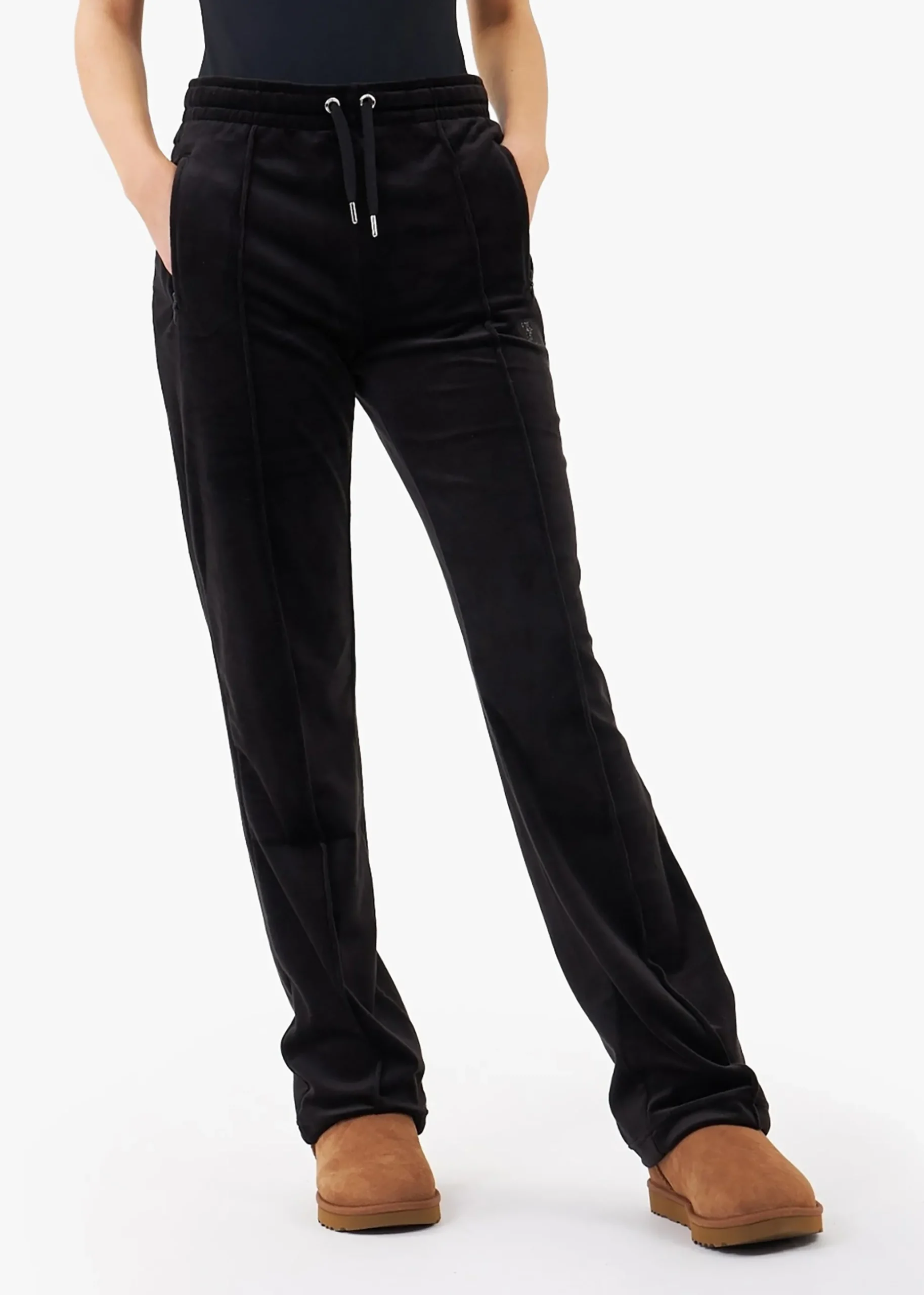 Tina Black Velour Diamante Track Pants