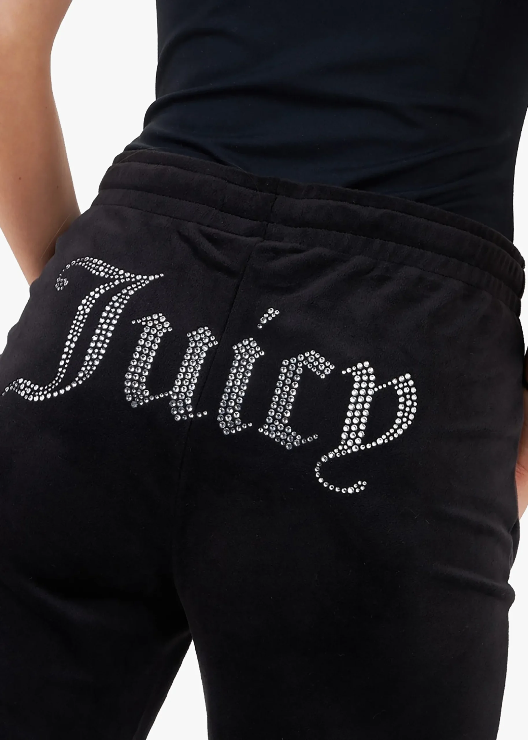Tina Black Velour Diamante Track Pants
