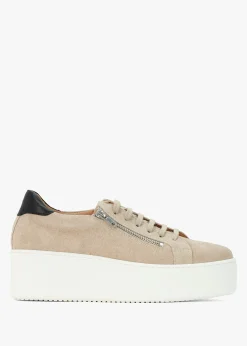 Tippy Taupe Suede Flatform Trainers
