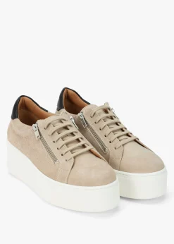 Tippy Taupe Suede Flatform Trainers