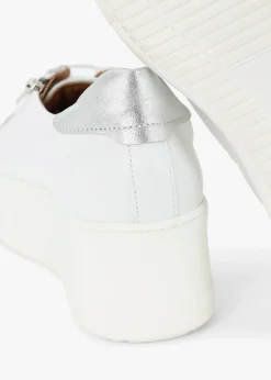 Tippy White Leather Flatform Trainers