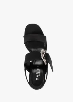 Tock Black Embellished Platform Heeled Sandals