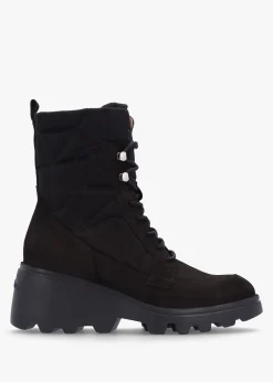 Toronto Black Suede & Nylon Wedge Ankle Boots