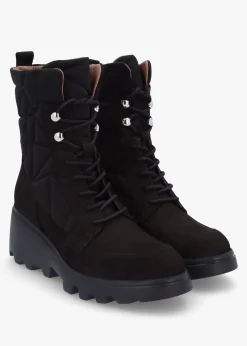 Toronto Black Suede & Nylon Wedge Ankle Boots