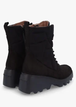 Toronto Black Suede & Nylon Wedge Ankle Boots
