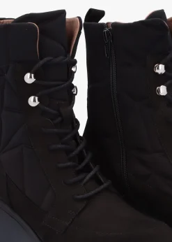 Toronto Black Suede & Nylon Wedge Ankle Boots