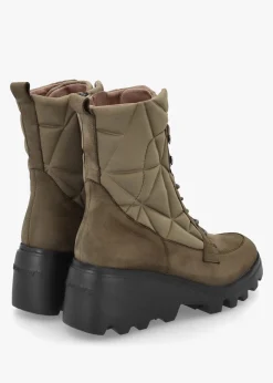 Toronto Khaki Suede & Nylon Wedge Ankle Boots