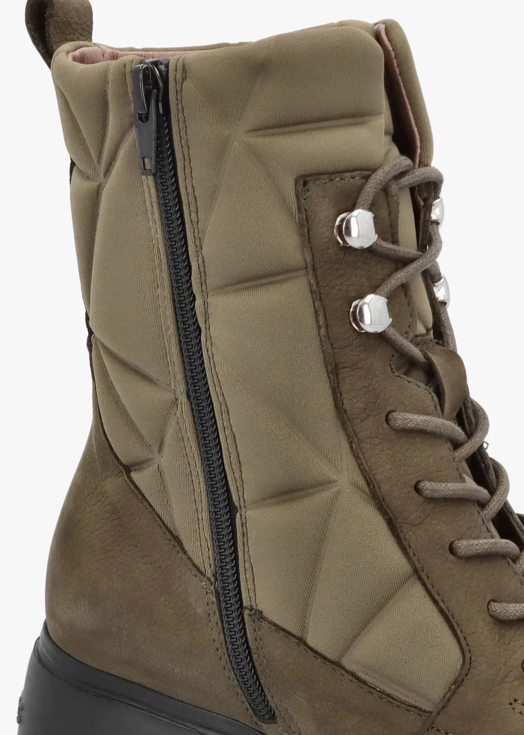 Toronto Khaki Suede & Nylon Wedge Ankle Boots