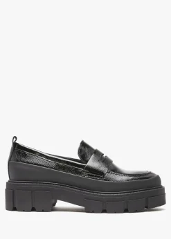 Treasure Black Patent Leather Chunky Loafers