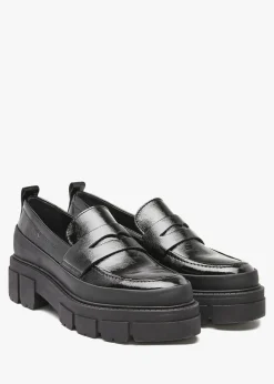Treasure Black Patent Leather Chunky Loafers