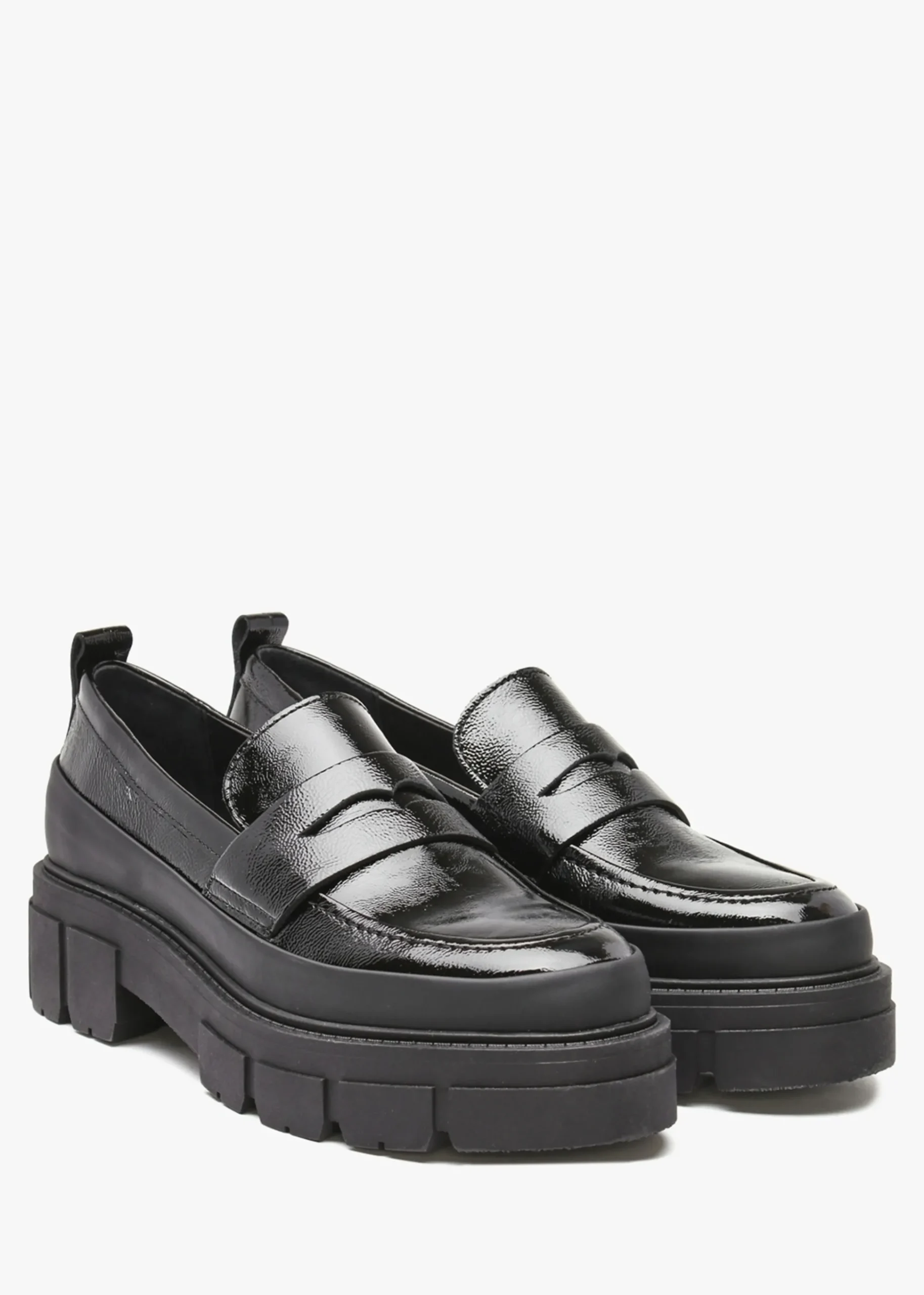 Treasure Black Patent Leather Chunky Loafers