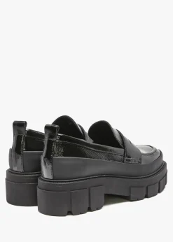 Treasure Black Patent Leather Chunky Loafers