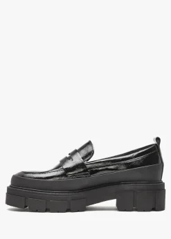Treasure Black Patent Leather Chunky Loafers