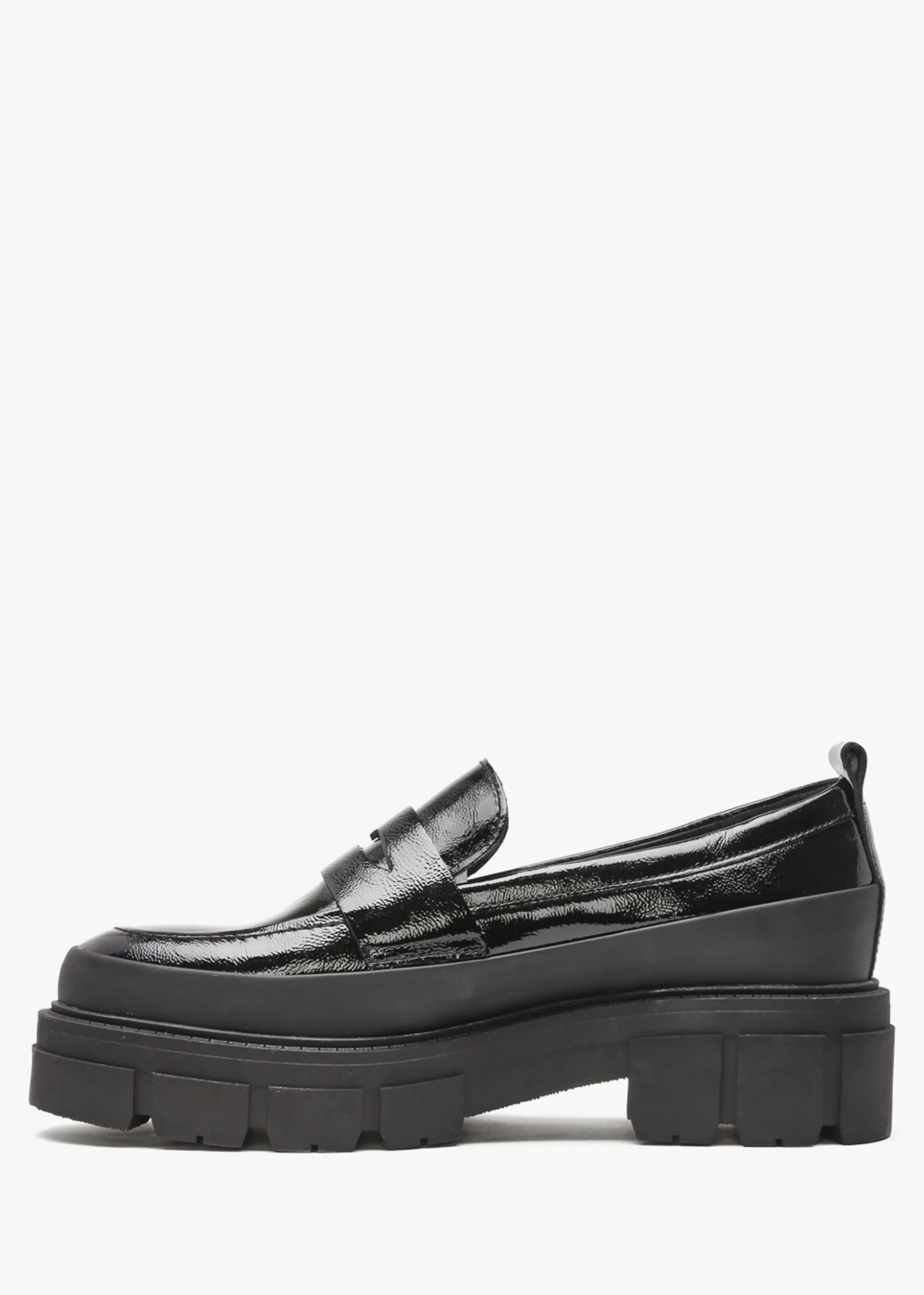 Treasure Black Patent Leather Chunky Loafers