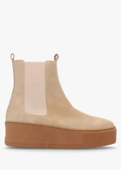 Tred Beige Suede Flatform Chelsea Boots