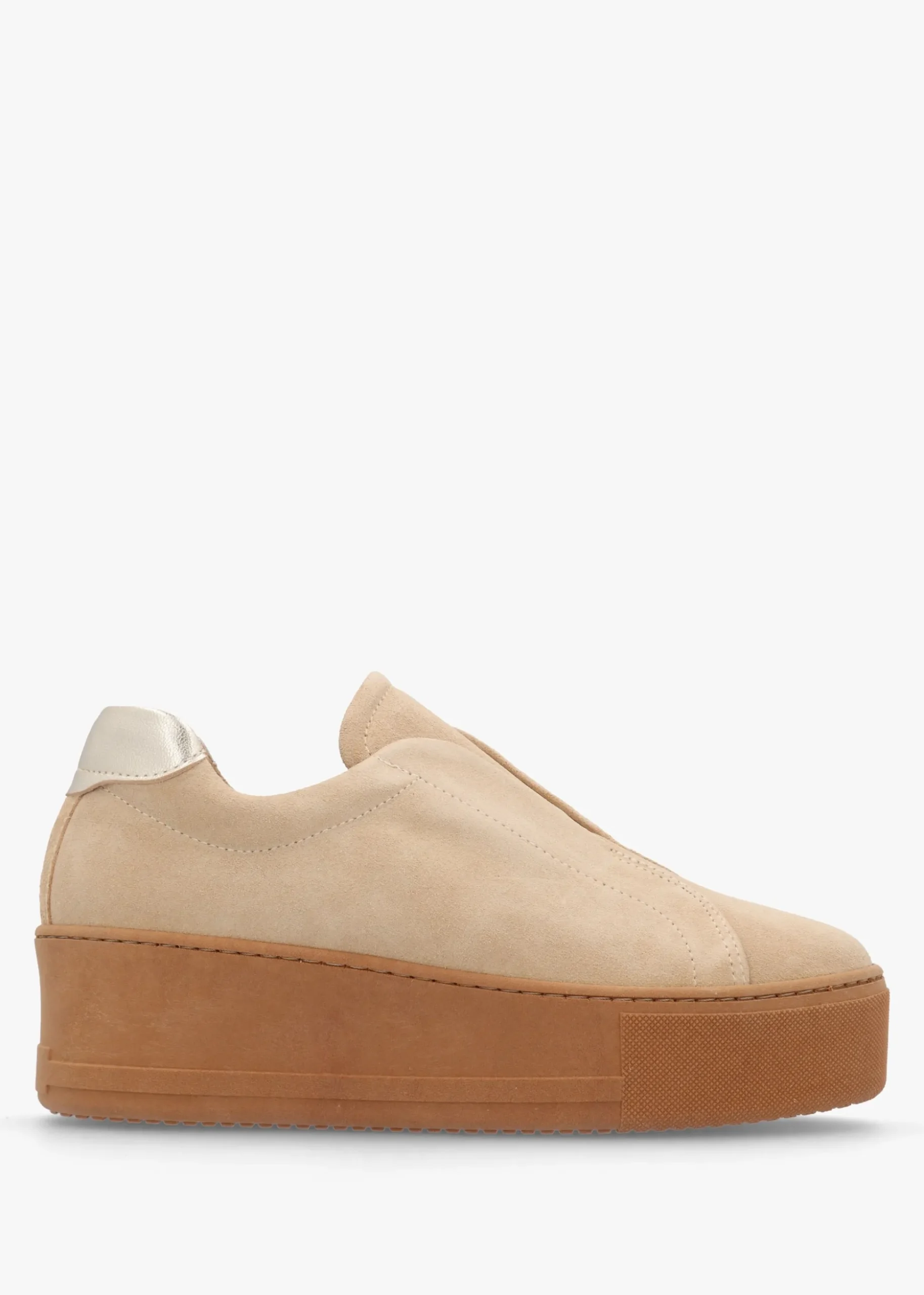 Tred Beige Suede Laceless Flatform Trainers