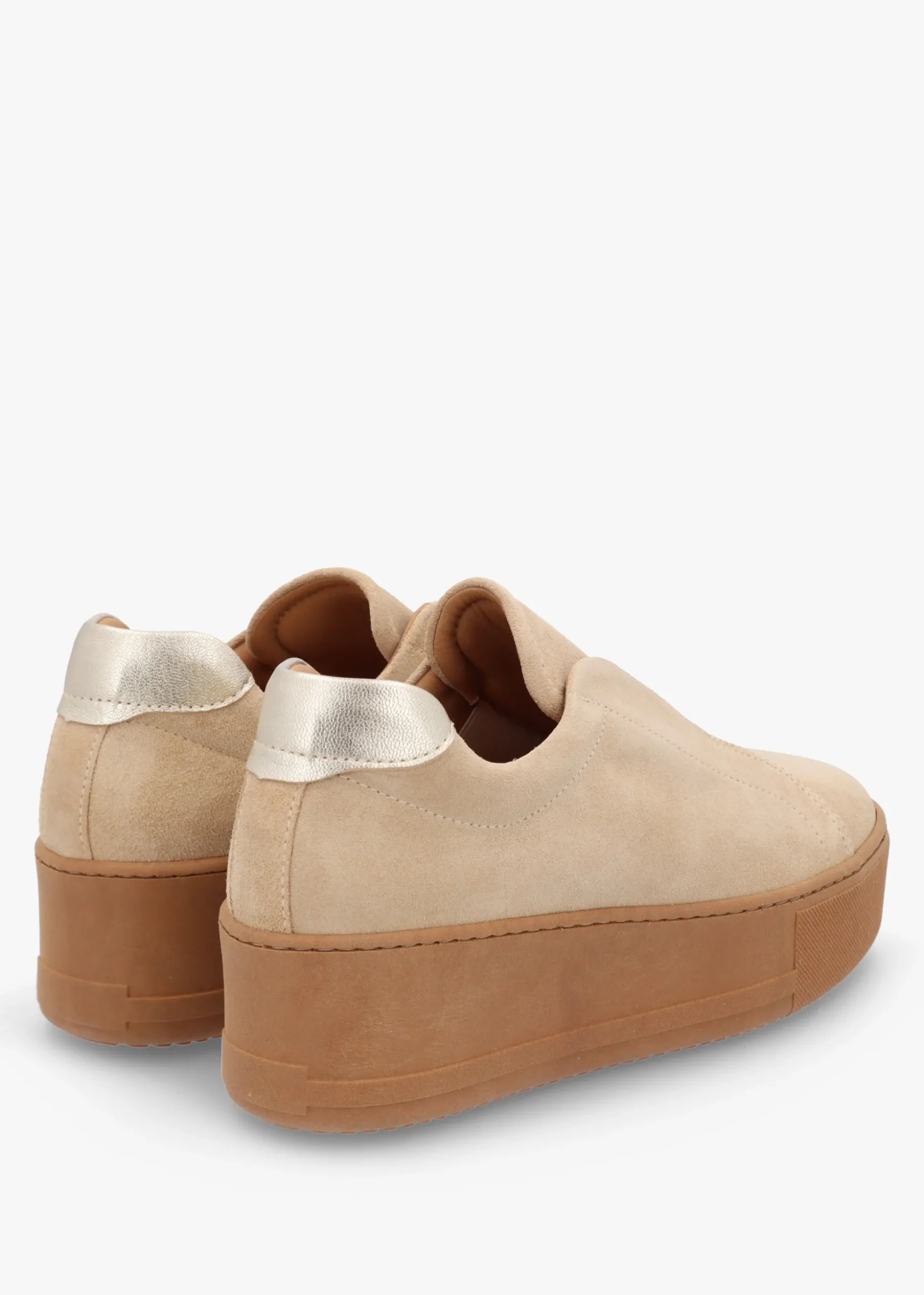 Tred Beige Suede Laceless Flatform Trainers