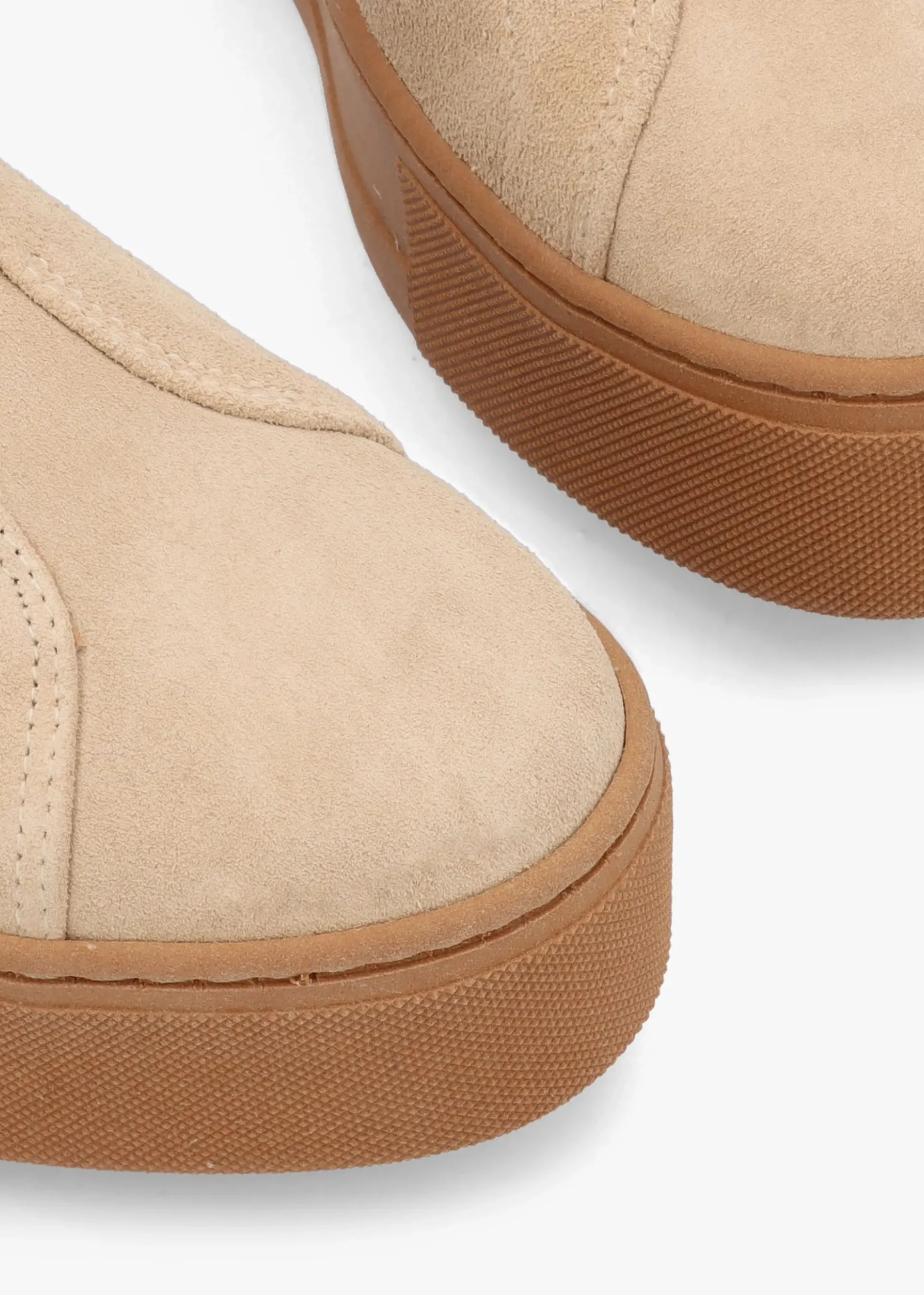 Tred Beige Suede Laceless Flatform Trainers