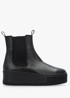 Tred Black Leather Flatform Chelsea Boots