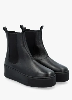Tred Black Leather Flatform Chelsea Boots
