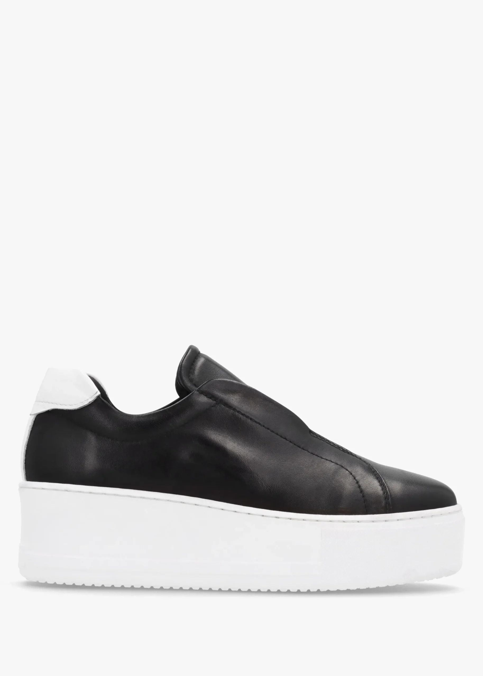 Tred Black Smooth Leather Laceless Flatform Trainers