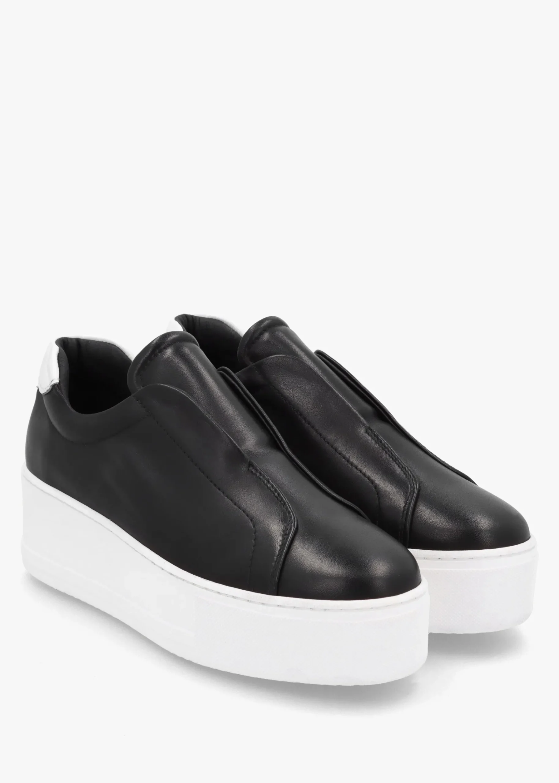Tred Black Smooth Leather Laceless Flatform Trainers