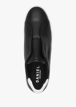 Tred Black Smooth Leather Laceless Flatform Trainers