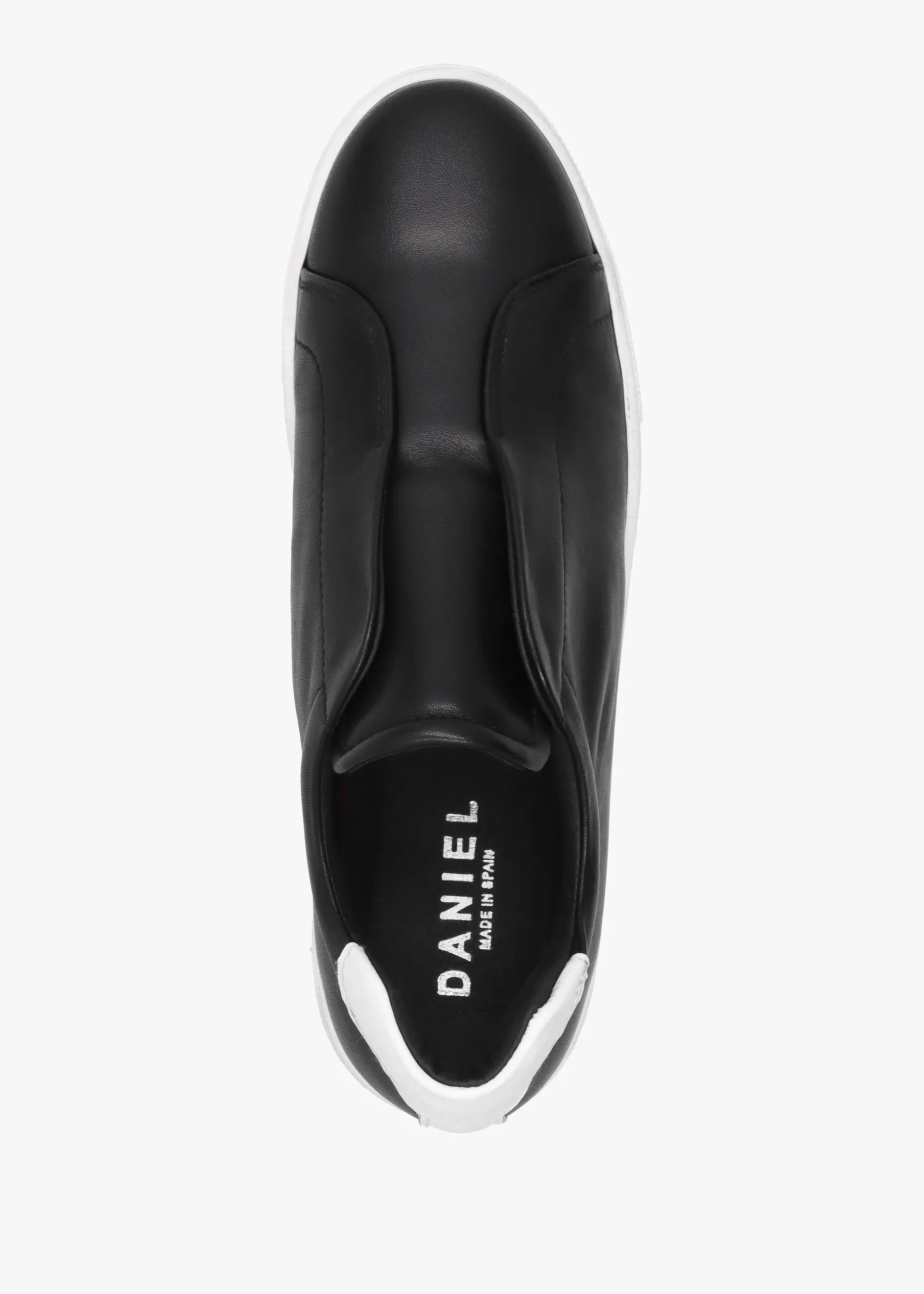 Tred Black Smooth Leather Laceless Flatform Trainers