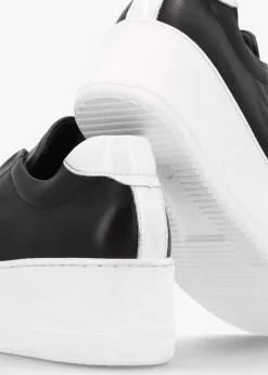 Tred Black Smooth Leather Laceless Flatform Trainers
