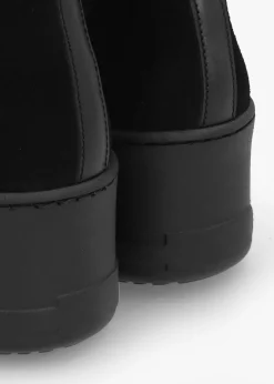 Tred Black Suede Flatform Chelsea Boots