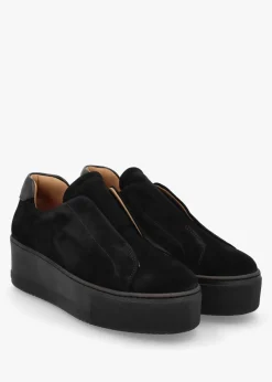 Tred Black Suede Laceless Flatform Trainers