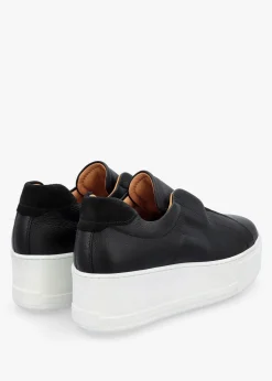 Tred Black Tumbled Leather Laceless Flatform Trainers
